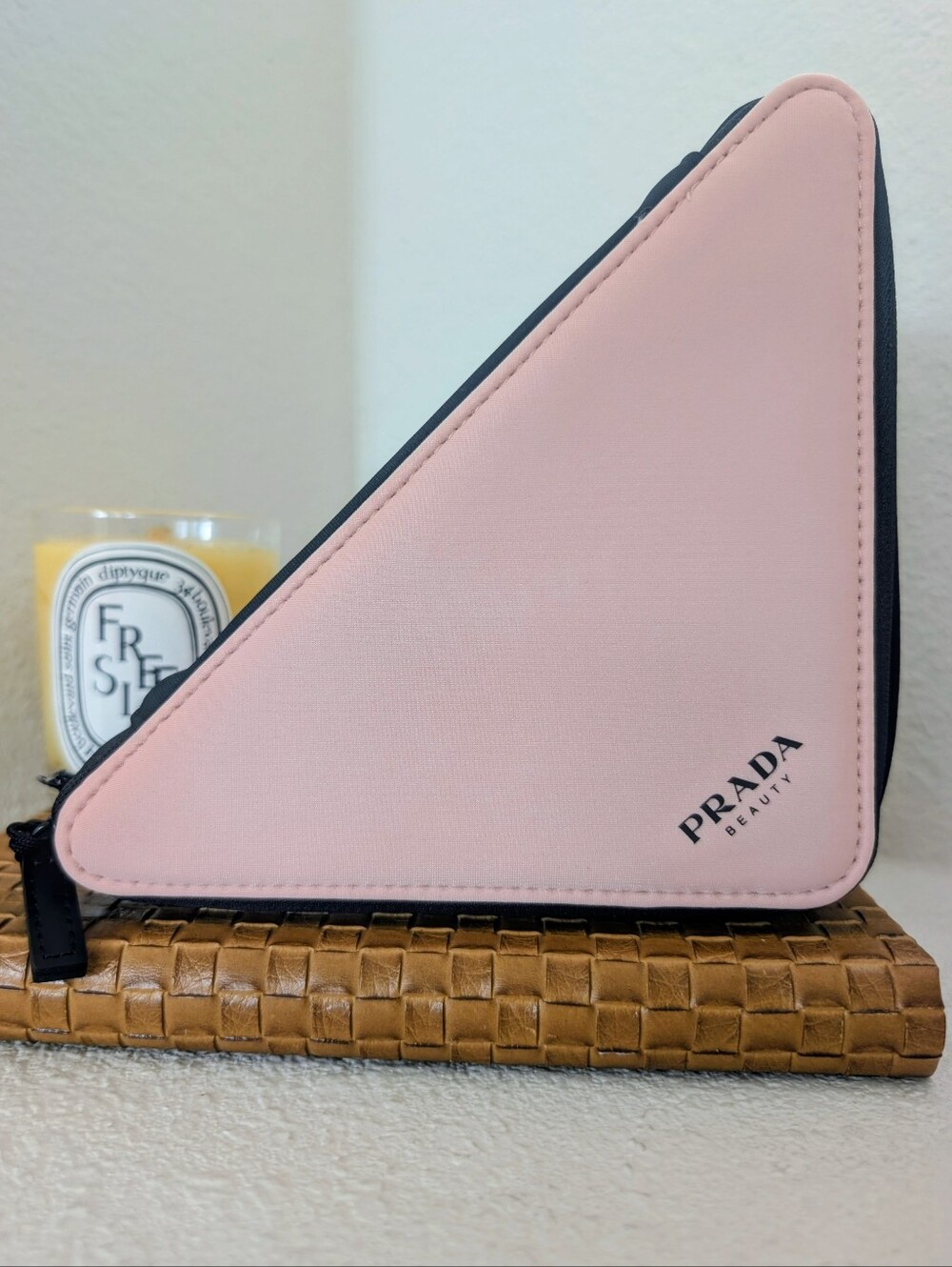 PRADA Beauty Pink Triangle Cosmetic Pouch